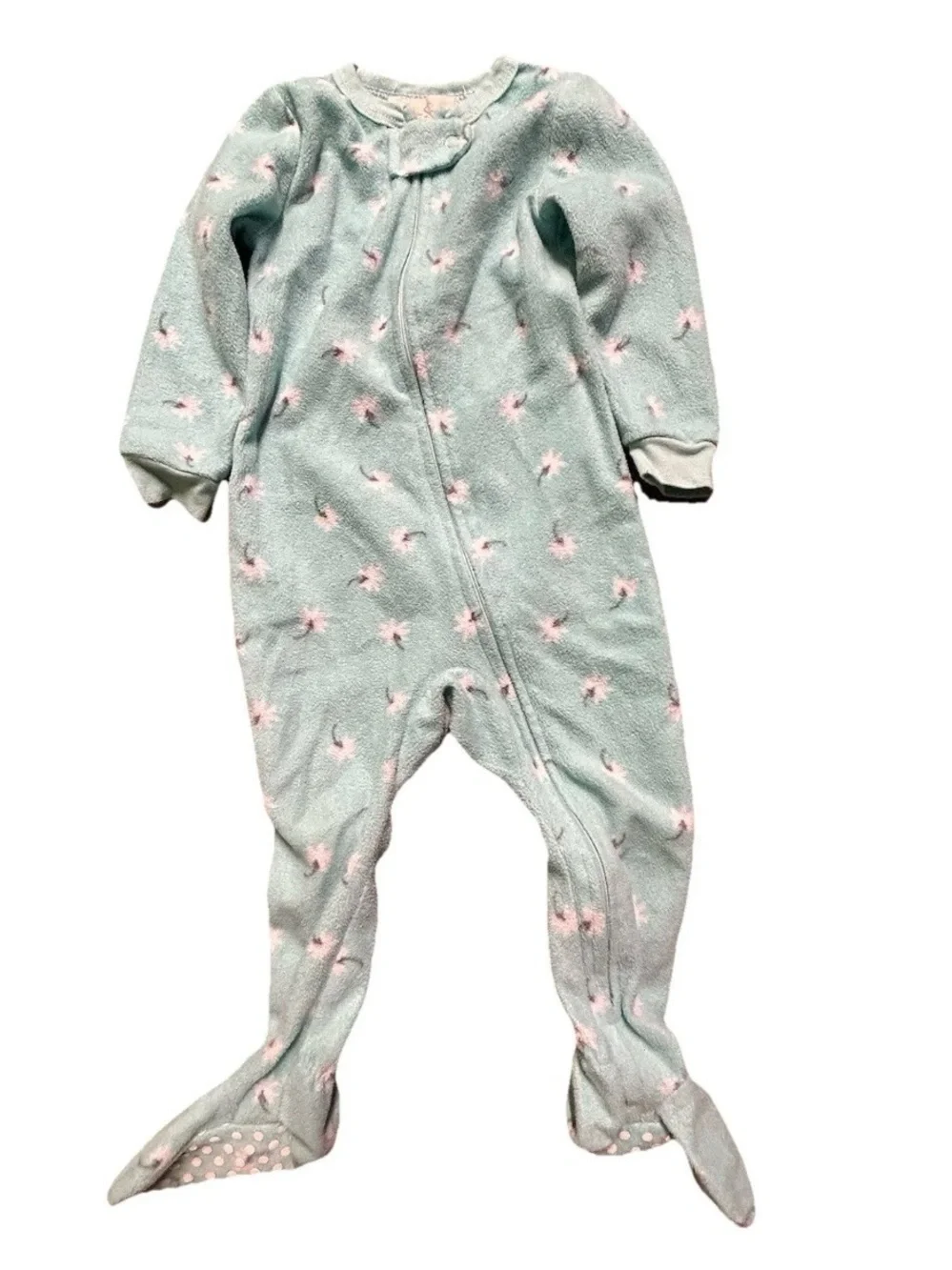 Toddler Girl Pajamas One Piece Footies Fleece Cotton Size 12-18 Months